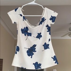 Dynamite white shirt with blue flowers